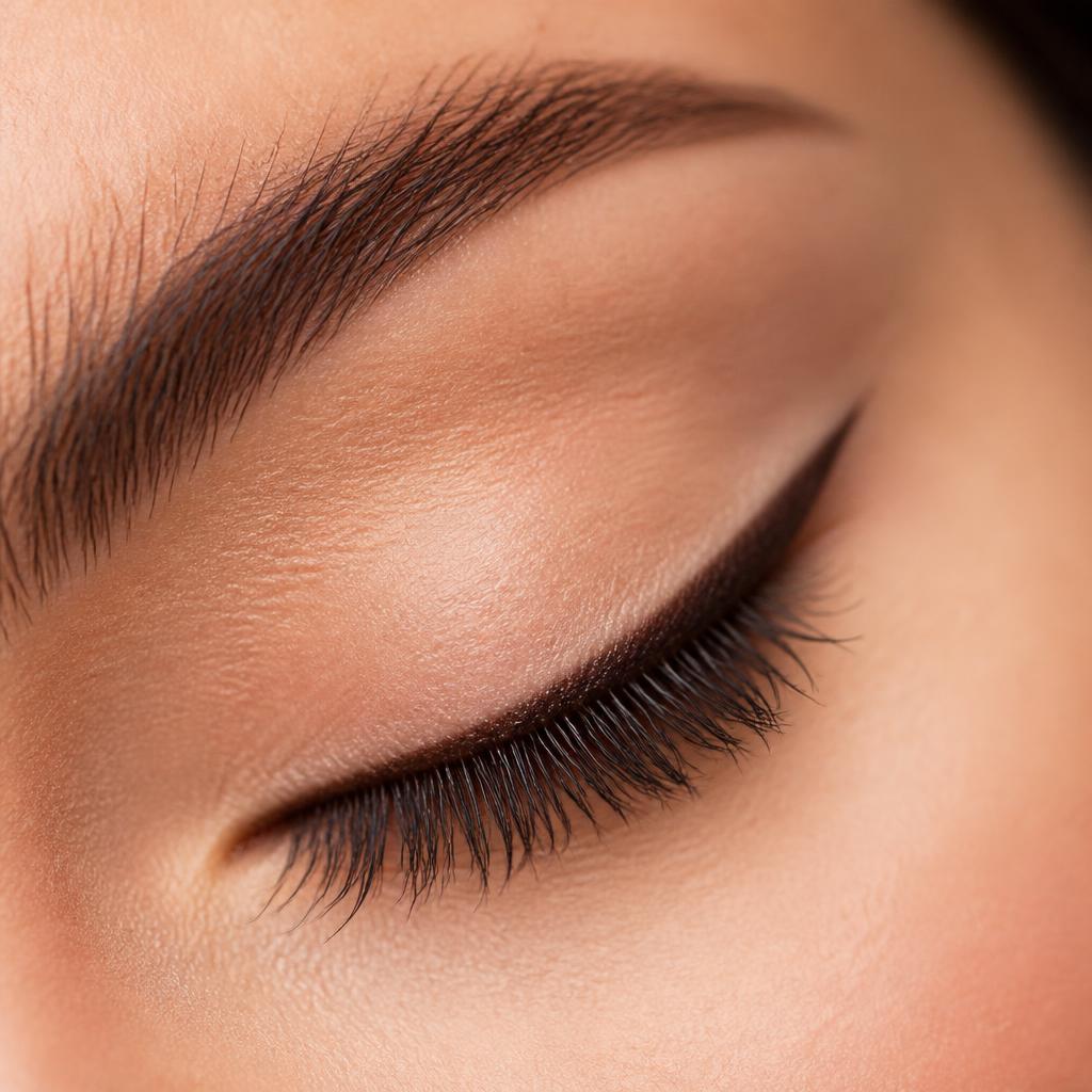 Close-up of a defined eyeliner permanent makeup treatment